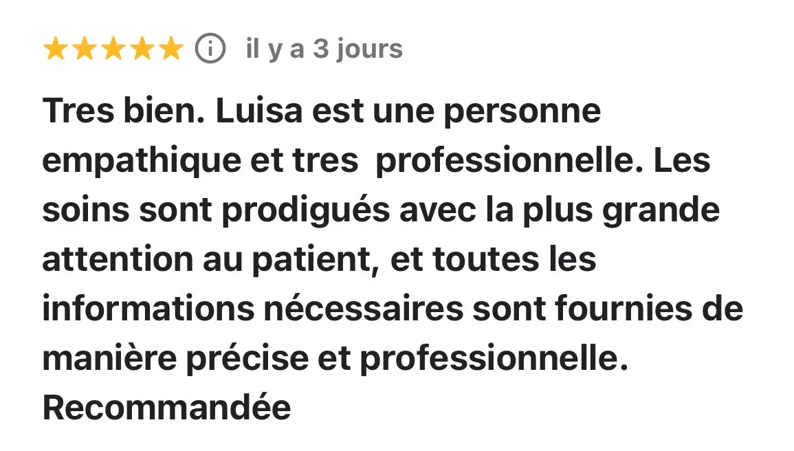 Avis Google 5 étoiles : personne empathique et très professionnelle